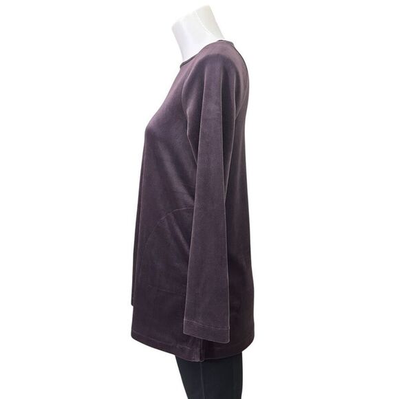 Purejill  by J.Jill Rum Raisin‎ Velvet Longsleeve Roundneck Tee Xs Petite New - Picture 4 of 10
